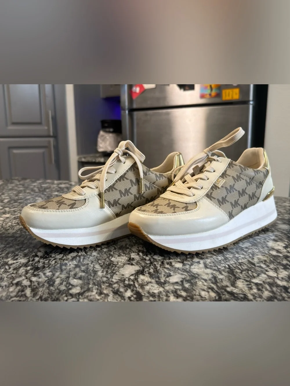 Michael Kors Monique MK Logo Platform Sneakers 6.5